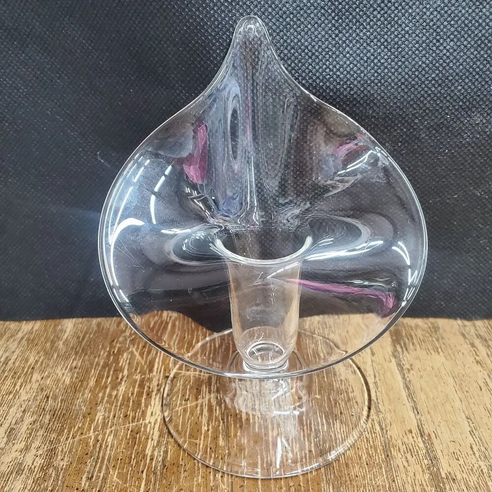 Vintage Clear Glass Jack In The Pulpit Taper Candle Holders Pair Calla Lily